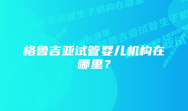 格鲁吉亚试管婴儿机构在哪里？