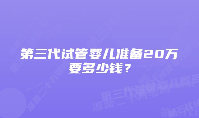 第三代试管婴儿准备20万要多少钱？