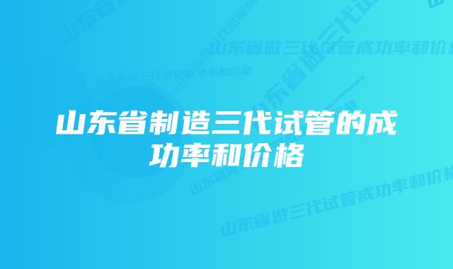 山东省制造三代试管的成功率和价格