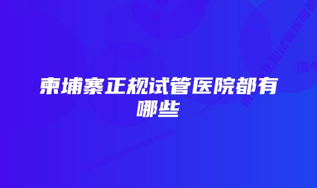 柬埔寨正规试管医院都有哪些