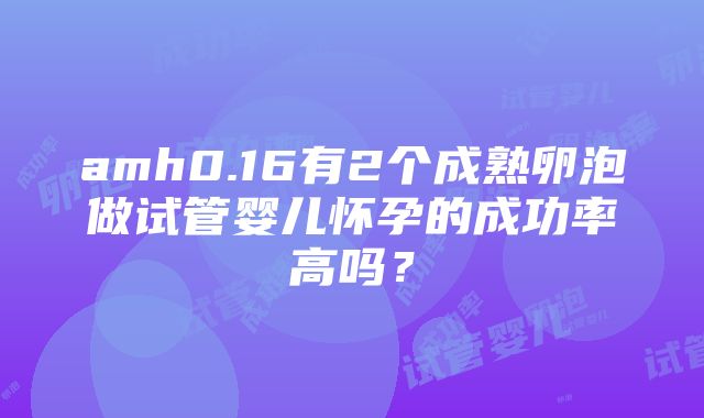 amh0.16有2个成熟卵泡做试管婴儿怀孕的成功率高吗？