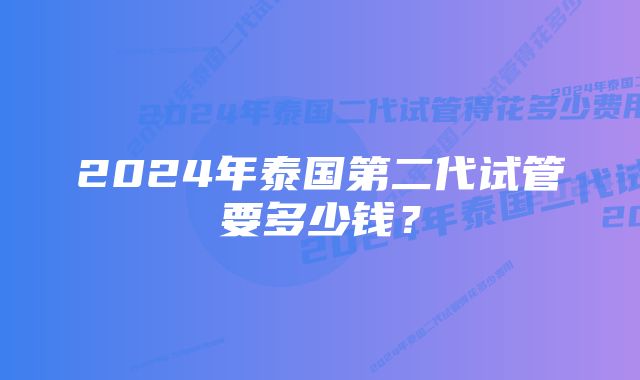 2024年泰国第二代试管要多少钱？