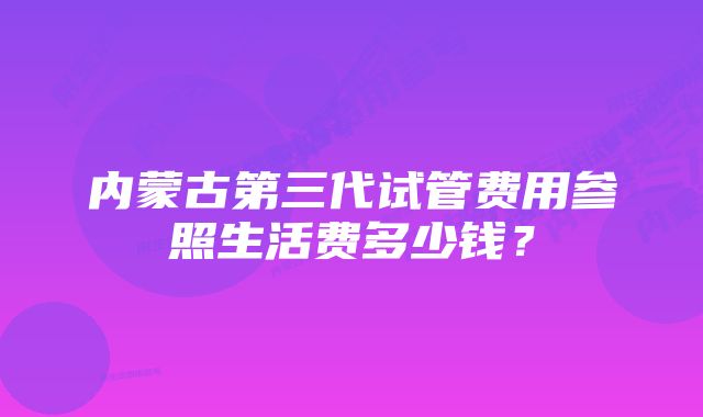 内蒙古第三代试管费用参照生活费多少钱？