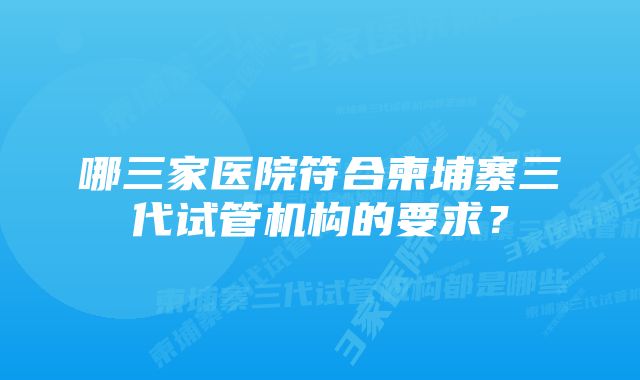 哪三家医院符合柬埔寨三代试管机构的要求？