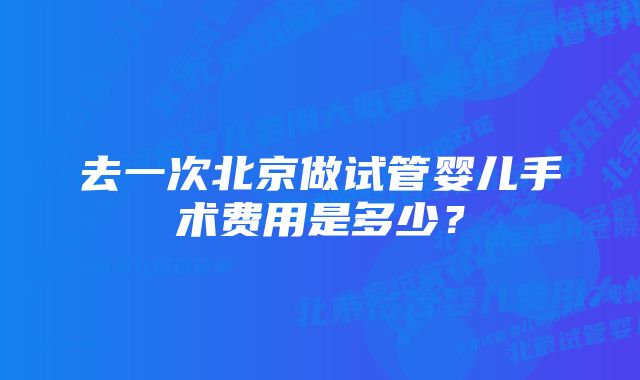 去一次北京做试管婴儿手术费用是多少？