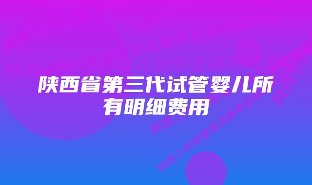 陕西省第三代试管婴儿所有明细费用