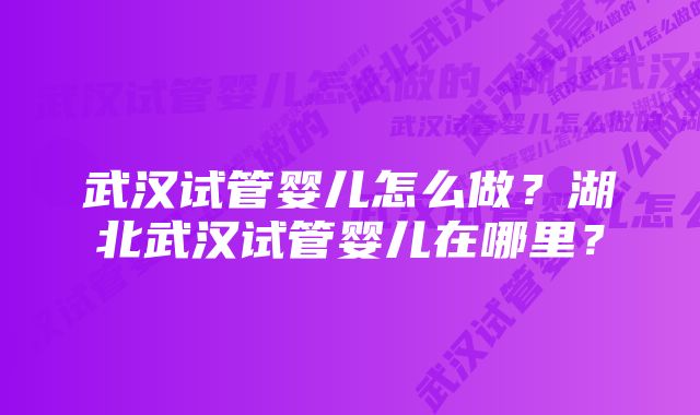 武汉试管婴儿怎么做？湖北武汉试管婴儿在哪里？