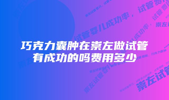 巧克力囊肿在崇左做试管有成功的吗费用多少