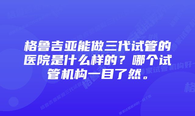 格鲁吉亚能做三代试管的医院是什么样的？哪个试管机构一目了然。