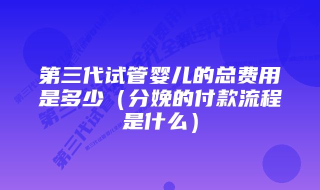 第三代试管婴儿的总费用是多少（分娩的付款流程是什么）