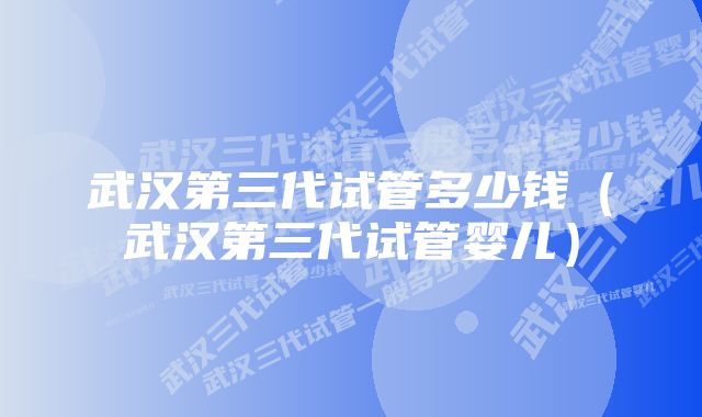 武汉第三代试管多少钱（武汉第三代试管婴儿）