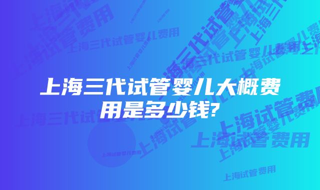 上海三代试管婴儿大概费用是多少钱?