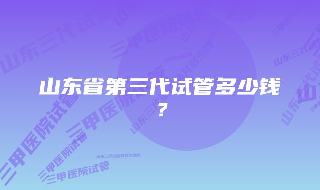 山东省第三代试管多少钱？