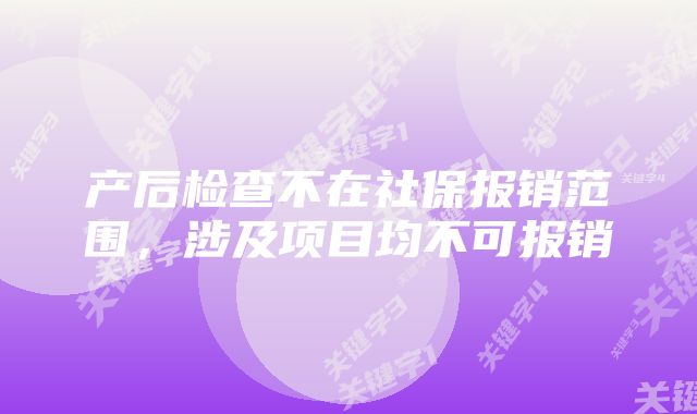 产后检查不在社保报销范围，涉及项目均不可报销