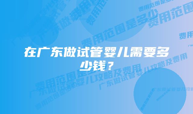 在广东做试管婴儿需要多少钱？