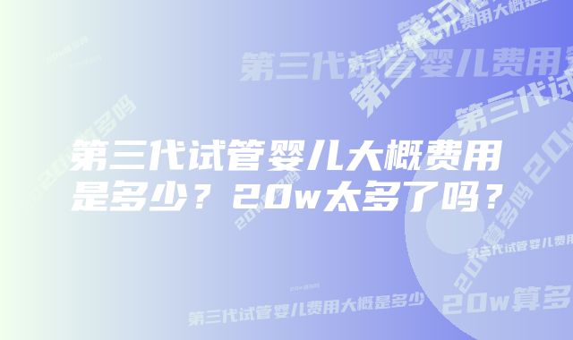 第三代试管婴儿大概费用是多少？20w太多了吗？