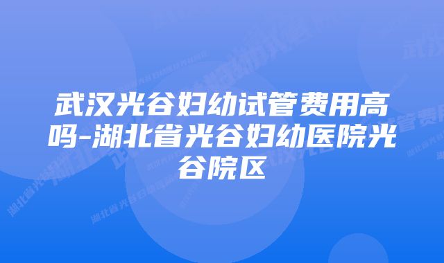 武汉光谷妇幼试管费用高吗-湖北省光谷妇幼医院光谷院区