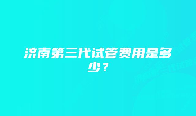 济南第三代试管费用是多少？