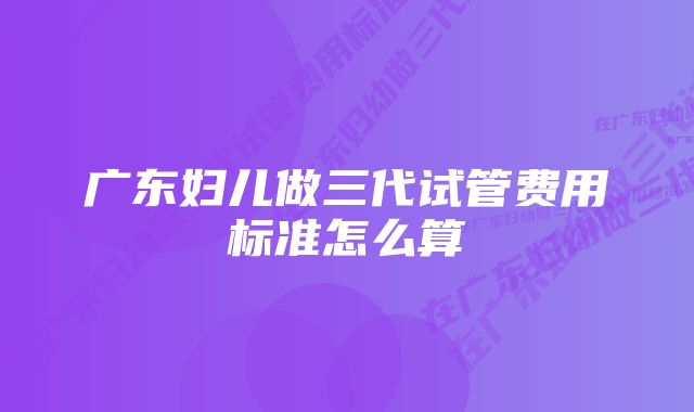 广东妇儿做三代试管费用标准怎么算