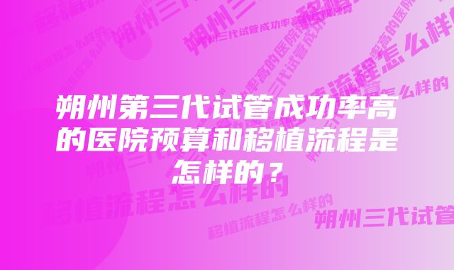 朔州第三代试管成功率高的医院预算和移植流程是怎样的？