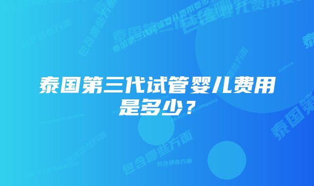 泰国第三代试管婴儿费用是多少？