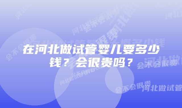 在河北做试管婴儿要多少钱？会很贵吗？