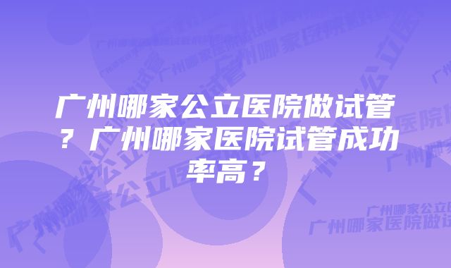 广州哪家公立医院做试管？广州哪家医院试管成功率高？