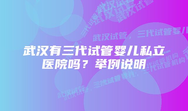 武汉有三代试管婴儿私立医院吗？举例说明