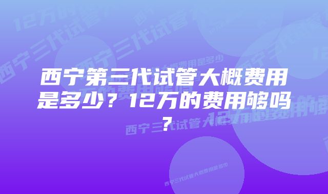 西宁第三代试管大概费用是多少？12万的费用够吗？