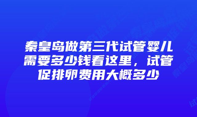 秦皇岛做第三代试管婴儿需要多少钱看这里，试管促排卵费用大概多少