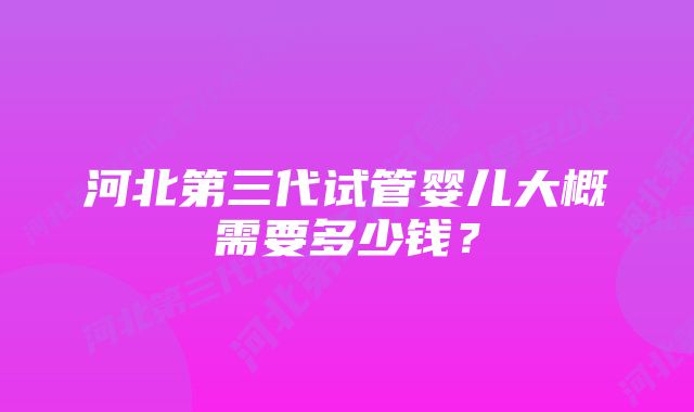 河北第三代试管婴儿大概需要多少钱？