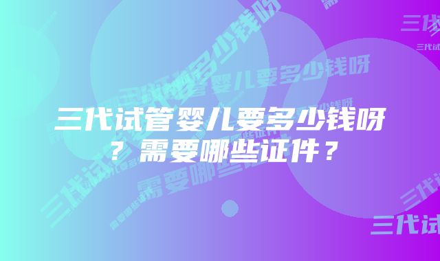 三代试管婴儿要多少钱呀？需要哪些证件？