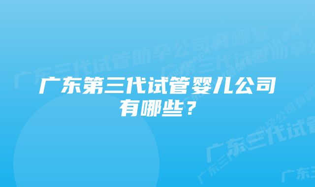 广东第三代试管婴儿公司有哪些？