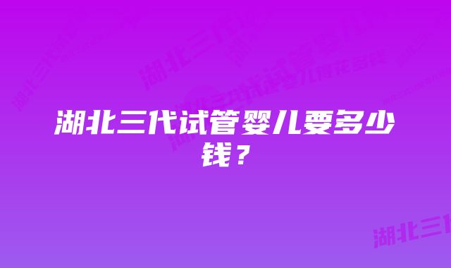 湖北三代试管婴儿要多少钱？