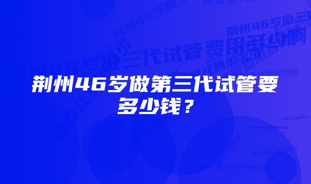 荆州46岁做第三代试管要多少钱？