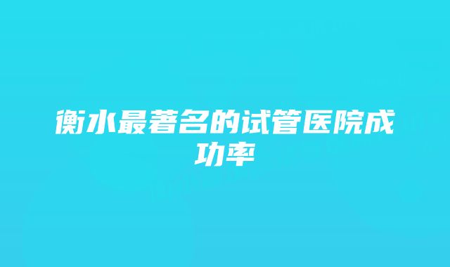 衡水最著名的试管医院成功率