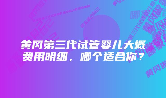 黄冈第三代试管婴儿大概费用明细，哪个适合你？