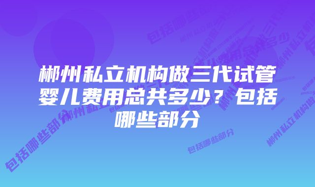 郴州私立机构做三代试管婴儿费用总共多少？包括哪些部分