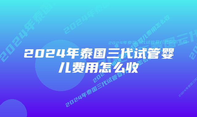 2024年泰国三代试管婴儿费用怎么收