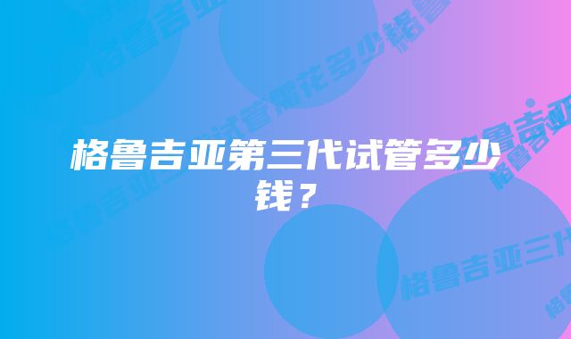 格鲁吉亚第三代试管多少钱？