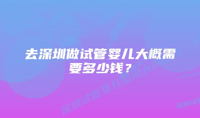 去深圳做试管婴儿大概需要多少钱？