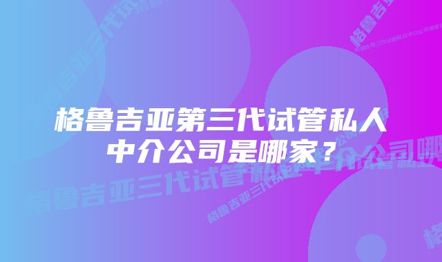 格鲁吉亚第三代试管私人中介公司是哪家？