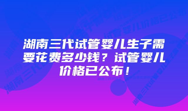 湖南三代试管婴儿生子需要花费多少钱？试管婴儿价格已公布！