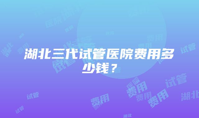 湖北三代试管医院费用多少钱？