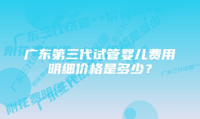 广东第三代试管婴儿费用明细价格是多少？