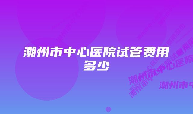 潮州市中心医院试管费用多少