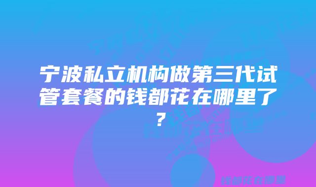 宁波私立机构做第三代试管套餐的钱都花在哪里了？