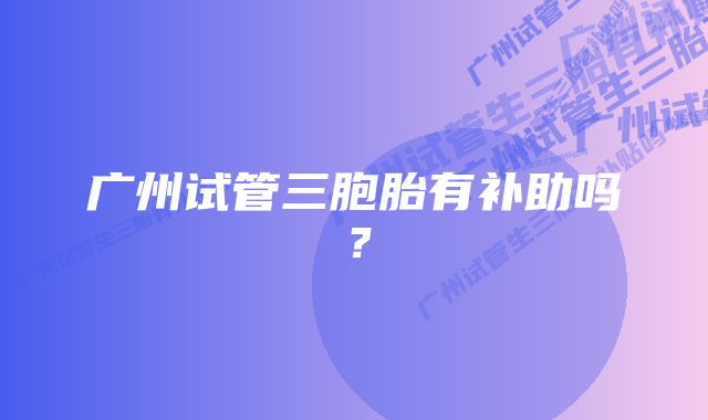 广州试管三胞胎有补助吗？