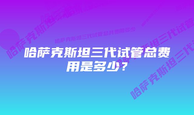 哈萨克斯坦三代试管总费用是多少？