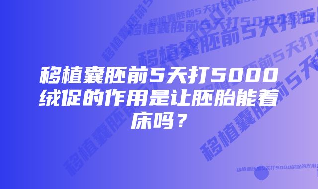 移植囊胚前5天打5000绒促的作用是让胚胎能着床吗？